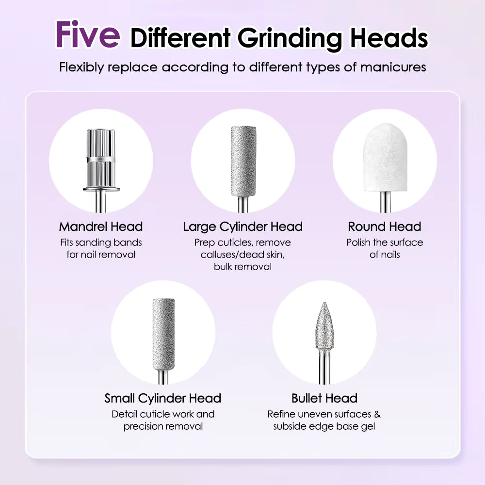 3-Speed Rechargeable Electric Nail Drill & File Kit with LED Light & UV Curing Lamp